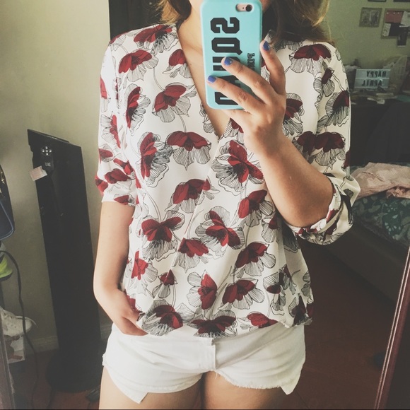 Alfani Tops - Alfani Floral Print Wrap Blouse women's top